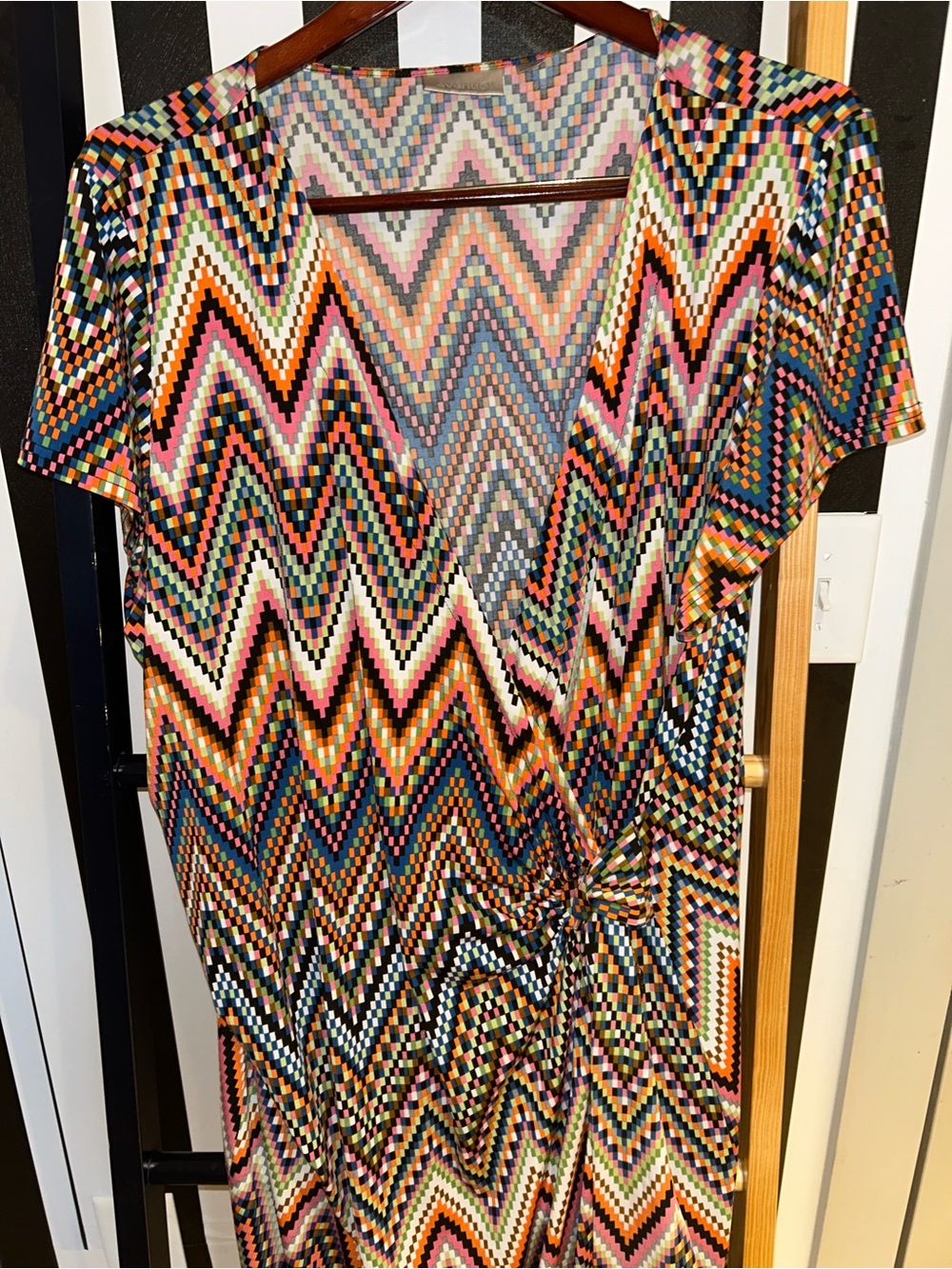 Avenue Multi-Color Zigzag Wrap Dress